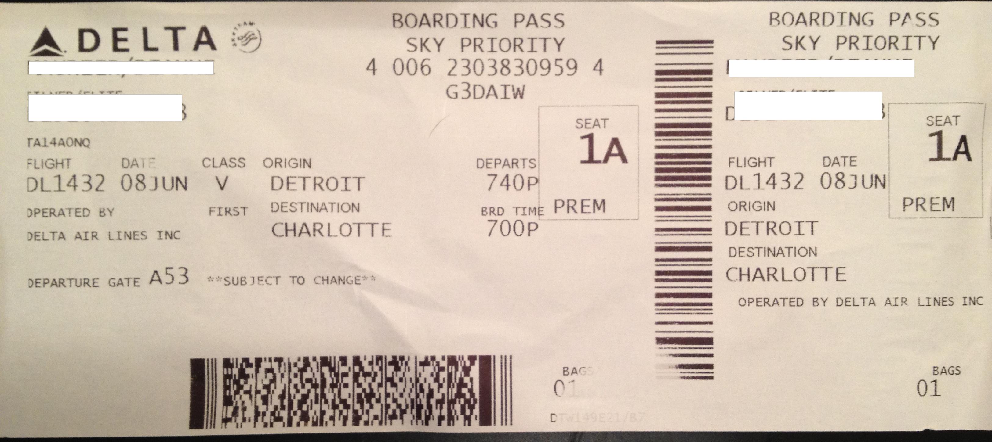 Delta Airline Ticket